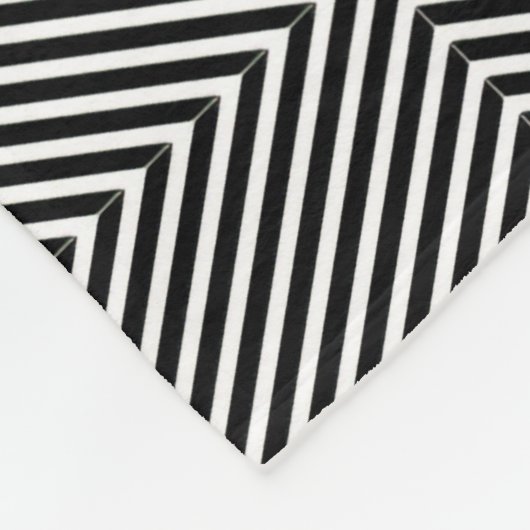 Schwarz-Weiß-Op-Art Diamantstreifen geometrisch Fleecedecke (Ecke)