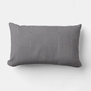 Schwarz-Weiß-Op-Art Diamantstreifen geometrisch Lendenkissen