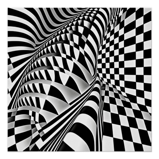 Schwarz-Weiß-Op-Art Poster (Vorderseite)