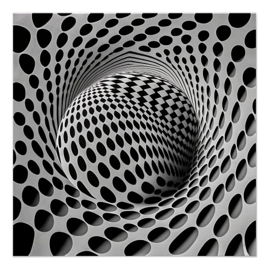 Schwarz-Weiß-Op-Art Poster (Vorderseite)