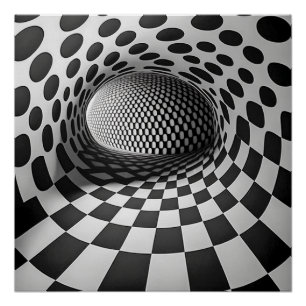 Schwarz-Weiß-Op-Art Poster