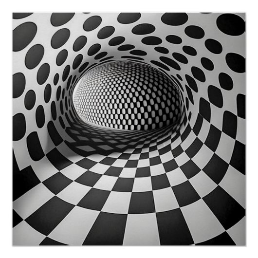 Schwarz-Weiß-Op-Art Poster (Vorderseite)