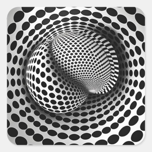 Schwarz-Weiß-Op-Art Quadratischer Aufkleber (Vorderseite)