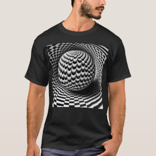 Schwarz-Weiß-Op-Art T-Shirt