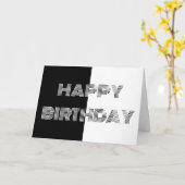 Schwarz-Weiß-Op Minimalistischer Geburtstag Karte (Gelbe Blume)