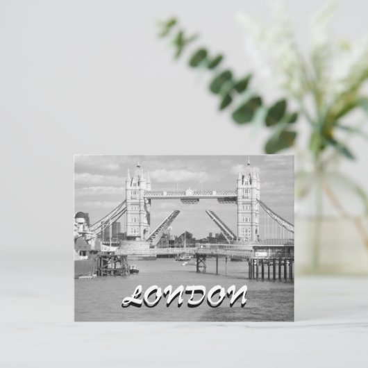 Schwarz-Weiß-Open Tower Bridge London Postkarte (Stehend Vorderseite)