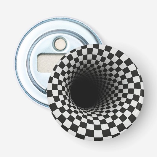 Schwarz-Weiß-Optik-Tunnel-Illusion Flaschenöffner (Vorderseite)