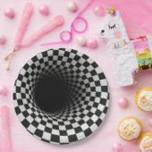 Schwarz-Weiß-Optik-Tunnel-Illusion Pappteller (Party)