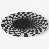 Schwarz-Weiß-Optik-Tunnel-Illusion Pappteller (Schrägansicht)