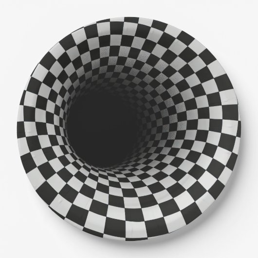 Schwarz-Weiß-Optik-Tunnel-Illusion Pappteller (Vorderseite)