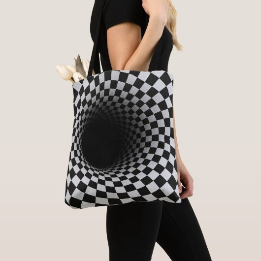 Schwarz-Weiß-Optik-Tunnel-Illusion Tasche (Von Nahem)