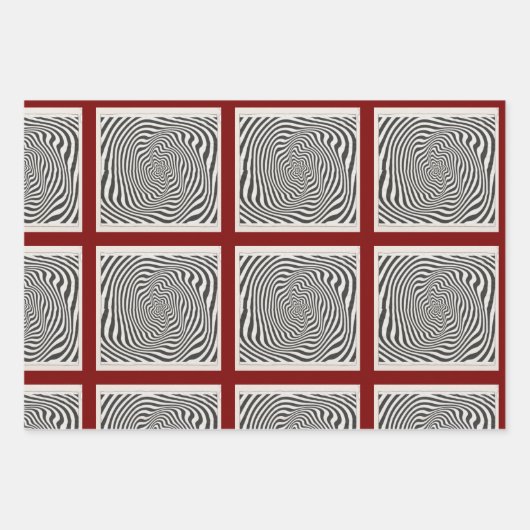 Schwarz-Weiß-Optik-Vortex-wirbel Geschenkpapier Set (Vorderseite)