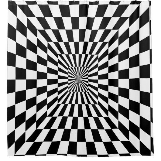 Schwarz-Weiß-optische Illusion Duschvorhang (Vorderseite)