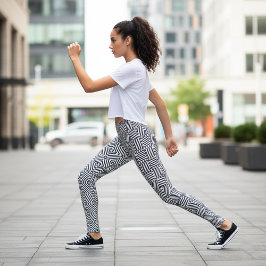 Schwarz-Weiß-optische Illusion Mosaikmuster Leggings