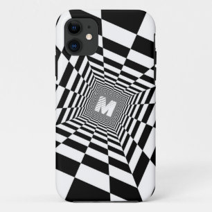 Schwarz-Weiß-optische Täuschung, weißes Monogramm Case-Mate iPhone Hülle