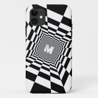 Schwarz-Weiß-optische Täuschung, weißes Monogramm Case-Mate iPhone Hülle