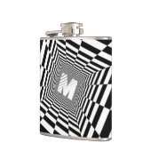 Schwarz-Weiß-optische Täuschung, weißes Monogramm Flachmann (Links)