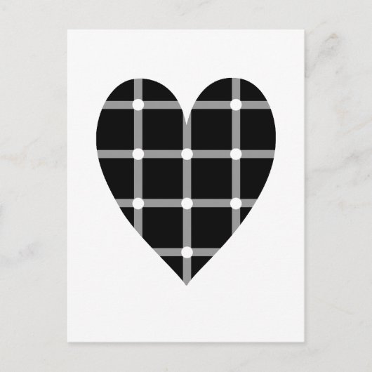 Schwarz-Weiß-optische Täuschungsherz Postkarte (Vorderseite)