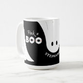 Schwarz-weiß Orange Flüchtige Blick a Boo Ghosts H Kaffeetasse (Vorderseite Links)