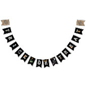 Schwarz-weiß & Orange Illustrierte Halloween-Jagd Wimpelkette (Alle)