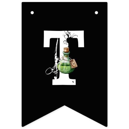 Schwarz-weiß & Orange Illustrierte Halloween-Jagd Wimpelkette (Zweite Fahne)