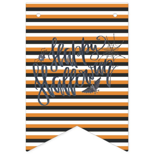 Schwarz-weiß & Orange Illustrierte Halloween-Jagd Wimpelkette (Erste Fahne)