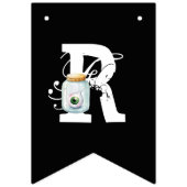 Schwarz-weiß & Orange Illustrierte Halloween-Jagd Wimpelkette (Dritte Fahne)