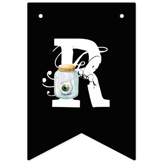 Schwarz-weiß & Orange Illustrierte Halloween-Jagd Wimpelkette (Dritte Fahne)