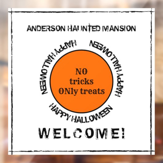 Schwarz-weiß Orange Spooky Modernes glückliches Ha Fensteraufkleber (Blatt 2)