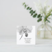 Schwarz-Weiß-Orchid-Blume Florist Quadratische Visitenkarte (Stehend Vorderseite)