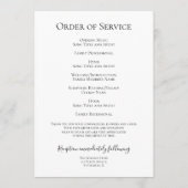 Schwarz-Weiß-Orchideen auf der Beerdigungsreise Programm (Rückseite)