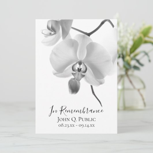 Schwarz-Weiß-Orchideen auf der Beerdigungsreise Programm (Stehend Vorderseite)