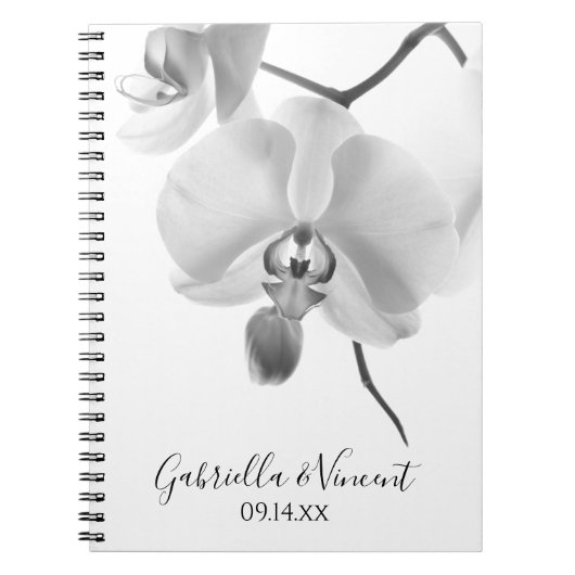 Schwarz-Weiß-Orchideen-Gästebuch Notizblock (Vorderseite)