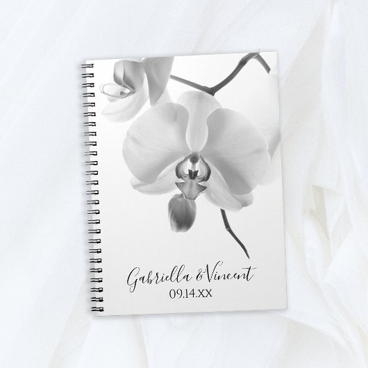 Schwarz-Weiß-Orchideen-Gästebuch Notizblock