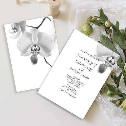 Schwarz-Weiß-Orchideen-Hochzeit Einladung