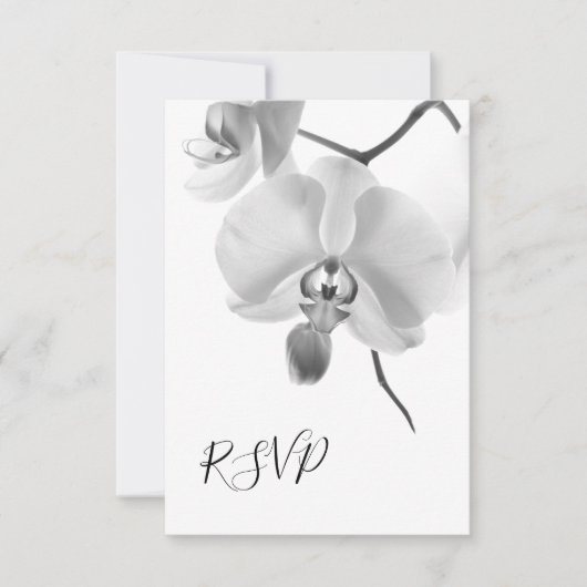 Schwarz-Weiß-Orchideen-Hochzeit RSVP Karte (Vorderseite)