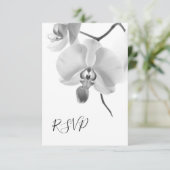Schwarz-Weiß-Orchideen-Hochzeit RSVP Karte (Stehend Vorderseite)