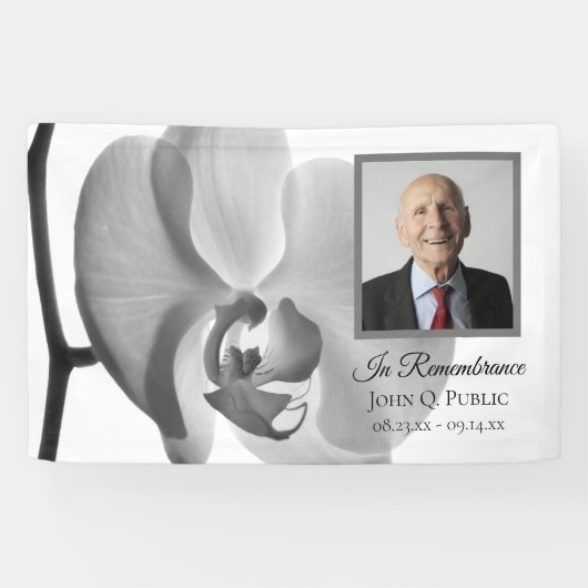 Schwarz-Weiß-Orchideenfeier zur Beerdigung des Leb Banner (Horizontal)