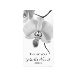 Schwarz-weiß Orchids Wedding Danke Ihnen für Tags Adressaufkleber