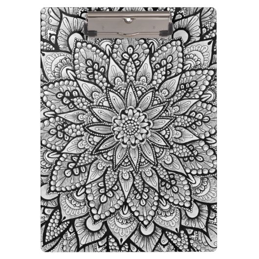 Schwarz-Weiß-Original-Mandala-Kunst Klemmbrett (Vorderseite)