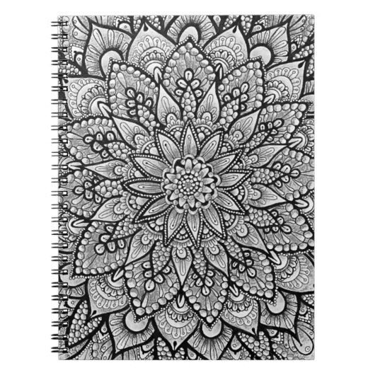 Schwarz-Weiß Original-Mandala-Kunst Notizblock (Vorderseite)