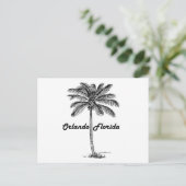 Schwarz-Weiß-Orlando- und Palmdesign Postkarte (Stehend Vorderseite)