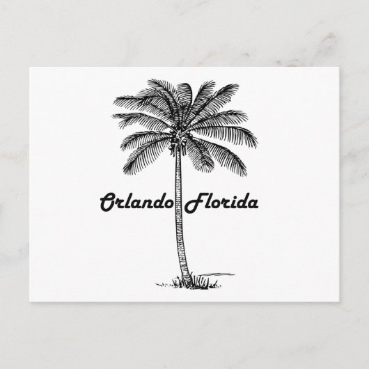 Schwarz-Weiß-Orlando- und Palmdesign Postkarte (Vorderseite)