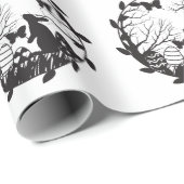 Schwarz-Weiß-Ostern Sonneneier im Zirkelkranz Geschenkpapier (Rolleneckpunkt)