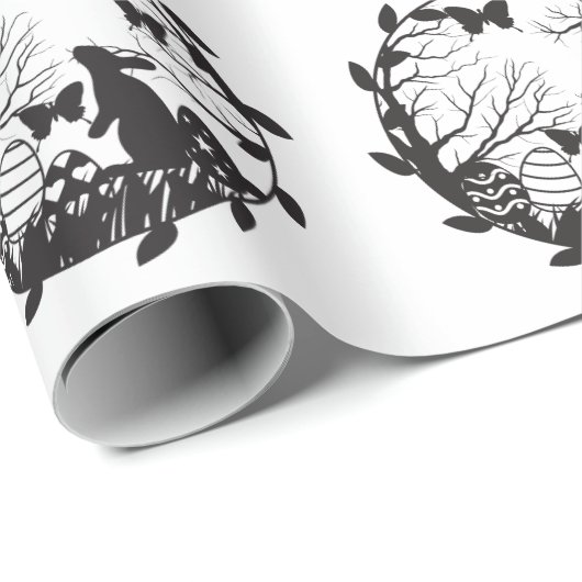 Schwarz-Weiß-Ostern Sonneneier im Zirkelkranz Geschenkpapier (Rolleneckpunkt)