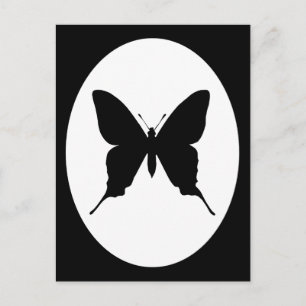 Schwarz-Weiß-Oval-Rahmen Butterfly-Silhouette Postkarte