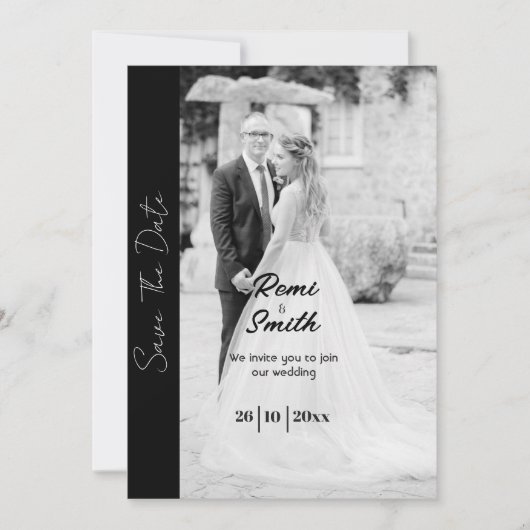 Schwarz-Weiß-Overlay-Foto Einladung zur Hochzeit (Vorderseite)