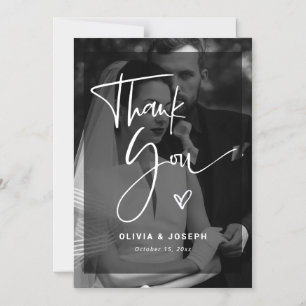 Schwarz-Weiß-Overlay-Foto   Hochzeit Danke Magneteinladung