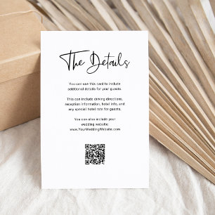 Schwarz-Weiß-Overlay QR Code Hochzeitdetails Begleitkarte