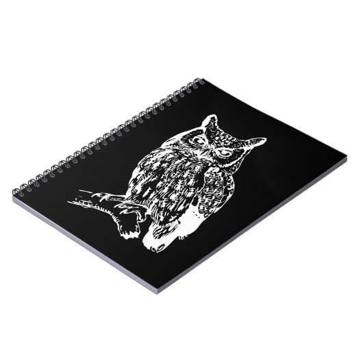Schwarz-Weiß-Owl-Design Notizblock (Linke Seite)